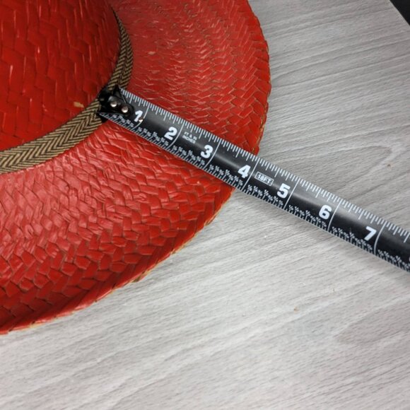 Vintage American Harvest Hat Co Sun Toppers Red Woven Straw Hat Size Medium - Picture 12 of 14